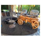 Lot of Rustic Cart, 3 Iron Inserts & Accessory