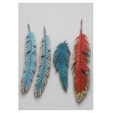 Four Metal Leaf Ornaments Wall Decor
