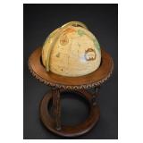 Lighted World Antique Globe with Wood Stand