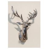 About 2-Foot Silver Deer Head Sculpture