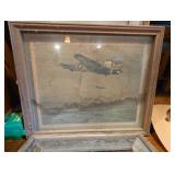 Framed Aviation Image and Empty Picture Frame