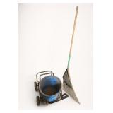 Blue Garden Cart and Rake