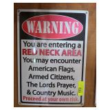 Warning Red Neck Area Sign