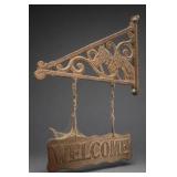 WELCOME Hanging Sign with Scrollwork Bracket