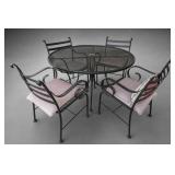 Lot of Metal Patio Table & Four Chairs