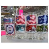 Lot of 4 Early Flags of Our Nation Glasses
