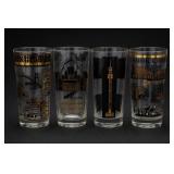 Lot of Four Souvenir Drinking Glasses