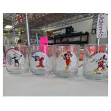 Lot of 4 Disney Mickey Glass Mugs
