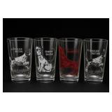 Set of Four Lot of English, Dachshund Tumblers