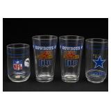 Four NFL and Dallas Cowboys Glasses