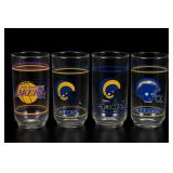 Set of Four Lot of Mobil Sports Glass Tumblers
