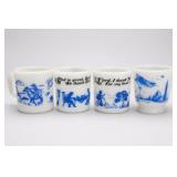 Lot of Four Blue-Decorated Footed Cups