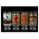 Four Mixed-Design Printed Footed Glasses