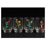 Lot of Four Cartoon Glass Tumblers