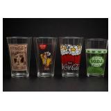 Four Coca-Cola and Soda Advertising Glasses