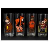 Lot of Four Cartoon-Themed Glass Tumblers