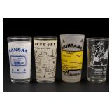 Lot of 4 State & Graphic Glass Tumblers