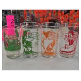 Set of Four Walt Disney 4 Snow Appleseed Glasses