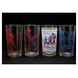 Lot of 4 Vintage Printed Glass Tumblers