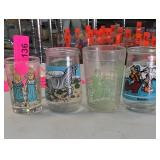 Lot of Four Decorated Glass Tumblers