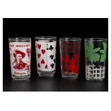 Lot of Four Decorated Glass Tumblers