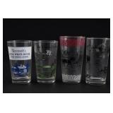 Lot of 4 Illustrated Drinking Glasses