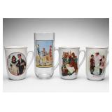 Set of Four Norman Rockwell Drinking Vessels