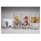 Lot of 4 Illustrated Drinking Vessels