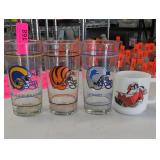 Lot of Four NFL Glasses & Mickey Mouse Club Mug
