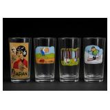 Lot of Four Illustrated Glass Tumblers