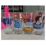 Lot of 4 Sports & Advertising Glass Tumblers