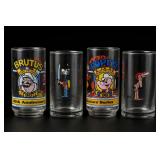 Four Popeye, Sir Rodney and Andy Capp Glasses