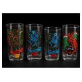 Lot of 4 Holiday Glass Tumblers, 3 Anchor Hocking