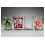 Lot of 4 Illustrated Glass Tumblers