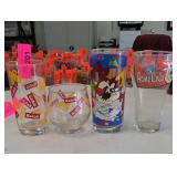 Lot of Four Kodak, Acme Cola & Cartoon Glasses
