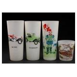 Four Illustrated Tumblers with Stutz and Chevrolet