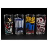 Lot of 4 Decorated Glass Tumblers