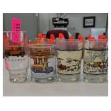 Lot of 4 Vintage Decorated Glass Tumblers