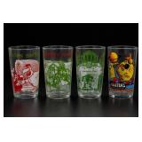 Lot of 4 Printed Decorative Glass Tumblers