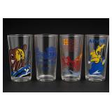 Lot of Four Illustrated Glass Tumblers