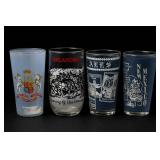 Four Vintage Souvenir Glass Tumblers