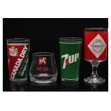 Four Branded Glasses: Canada Dry, 7UP & TABASCO