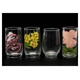 Lot of Four Glass Tumblers, Mixed Designs