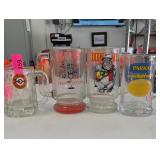 Lot of 6 Advertising Glass Mugs