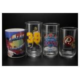 Lot of 4 Football-Themed Glasses