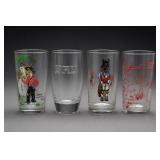Lot of 4 Decorated Glass Tumblers