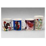 Set of Four Lot of Assorted Ceramic Mugs