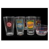 Set of Nine Lot of Promotional Glasses and Bowl