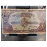 1939 Tonga Four Shillings Treasury Note