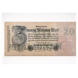 1923 German 20 Million Mark Reichsbanknote